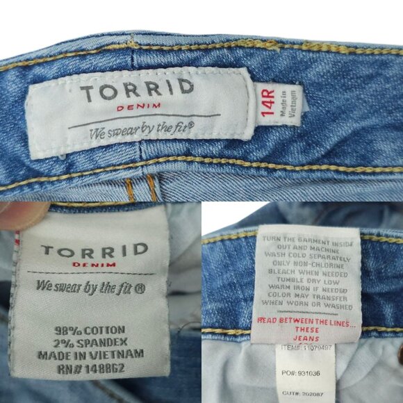 Torrid Distressed Ripped Jeans Womens Size 14R Mid Rise Stretch Skinny Denim - Picture 7 of 14